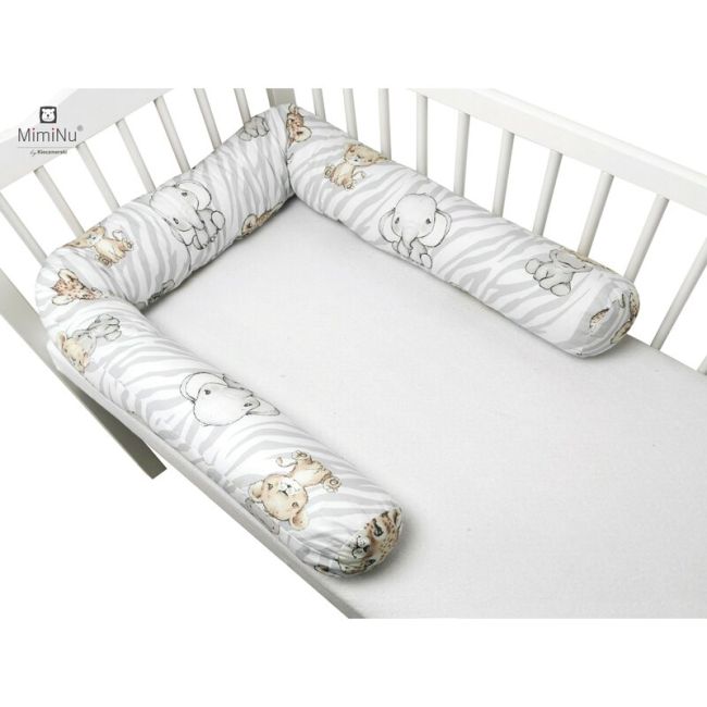 MimiNu - Aparatoare tip rulou pentru patut, Lungime 180 cm, Din bumbac, Cu diametru de 10 cm, Safari Natural BYN6426972013307