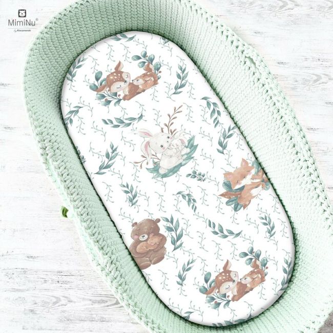 MimiNu - Cearceaf cu elastic pentru landou, carucior si cosulet, Dimensiune 80x45 cm, Din bumbac, Lulu Natural BYN6426972013567