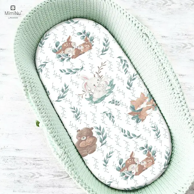 MimiNu - Cearceaf cu elastic pentru landou, carucior si cosulet, Dimensiune 80x45 cm, Din bumbac, Lulu Natural BYN6426972013567