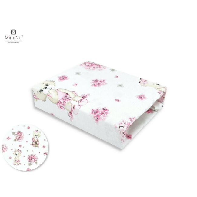 MimiNu - Cearceaf cu elastic pentru patut leagan sau patut co-sleeper, Dimensiune 90x40 cm, Din bumbac, Design, Pink Ballerina BYN6426972013949