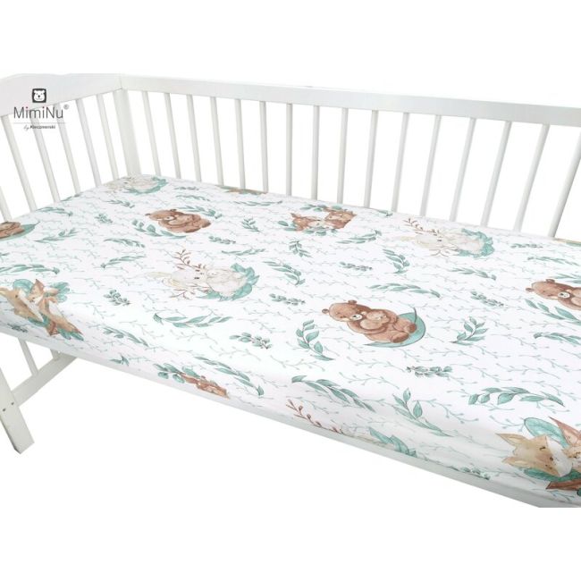 MimiNu - Cearceaf cu elastic pentru patut leagan sau patut co-sleeper, Dimensiune 90x40 cm, Din bumbac, Lulu Natural BYN6426972013758