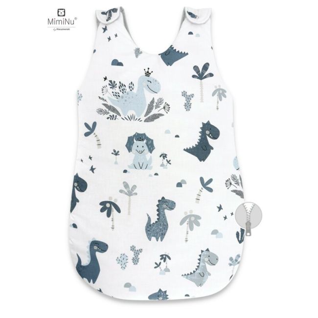 MimiNu - Sac de dormit pentru bebelusi, De iarna, Din bumbac, Cu fermoar lateral, Cu capse pe umar, 70 cm, 0 – 6 luni, 2.5 Tog, Dino Granat BYN6426972012720