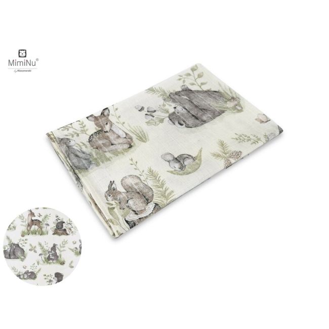 MimiNu - Scutec tetra din bumbac, Refolosibil, Cu multiple intrebuintari, Dimensiune 70x80 cm, Design, Calm Forest Natural BYN6426972014458
