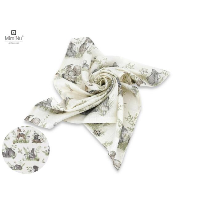 MimiNu - Scutec tetra din bumbac, Refolosibil, Cu multiple intrebuintari, Dimensiune 70x80 cm, Design, Calm Forest Natural BYN6426972014458