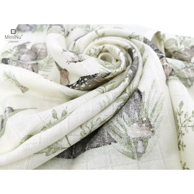 MimiNu - Scutec tetra din bumbac, Refolosibil, Cu multiple intrebuintari, Dimensiune 70x80 cm, Design, Calm Forest Natural BYN6426972014458