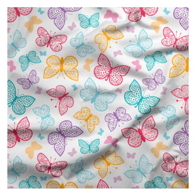 Set Din Vascoza De Bambus Cu Paturica Usoara Si Pernuta Cu Urechiuse Pentru Copii, Fluturi Colorati 100x120cm Pjbdemo_11
