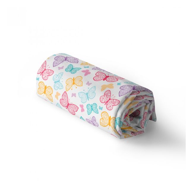 Set Din Vascoza De Bambus Cu Paturica Usoara Si Pernuta Cu Urechiuse Pentru Copii, Fluturi Colorati 100x120cm Pjbdemo_11
