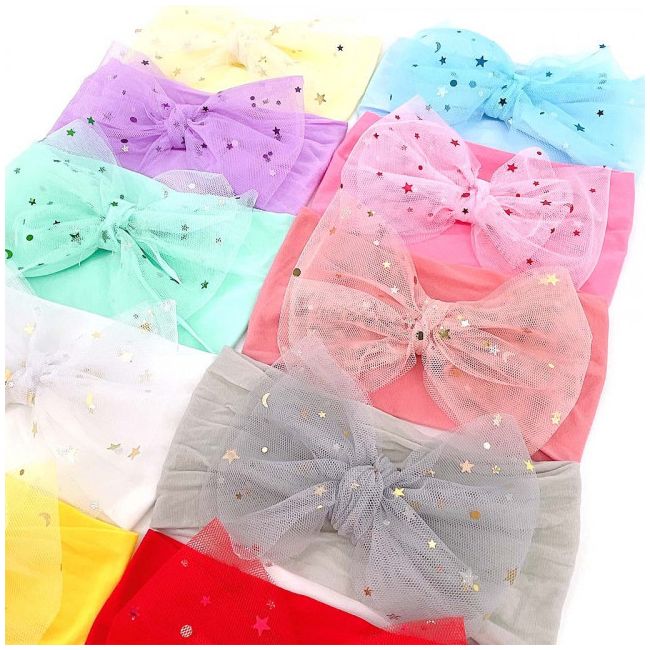 Bentita lata cu fundita din tulle cu stelute aplicata MDx-220102-R20
