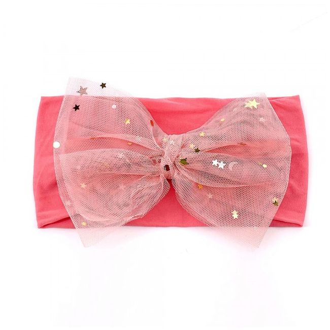 Bentita lata cu fundita din tulle cu stelute aplicata MDx-220102-R20