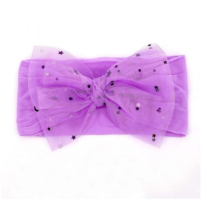 Bentita lata cu fundita din tulle cu stelute aplicata MDx-220102-R20