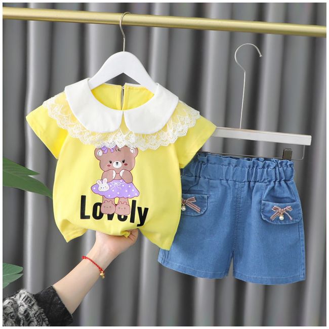 Costumas cu bluzita galbena si pantalonasi din blugi - bear (marime disponibila: 6-9 luni (marimea 19 incaltaminte)) lixq1971-2-dg.6-9 luni (marimea 19 incaltaminte)