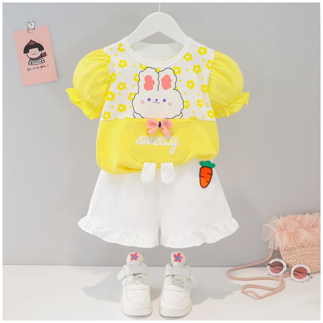 Costumas cu bluzita si pantalonasi scurti - sweety rabbit (marime disponibila: 9-12 luni (marimea 20 incaltaminte)) mdxq1932-1-dg.9-12 luni (marimea 20 incaltaminte)