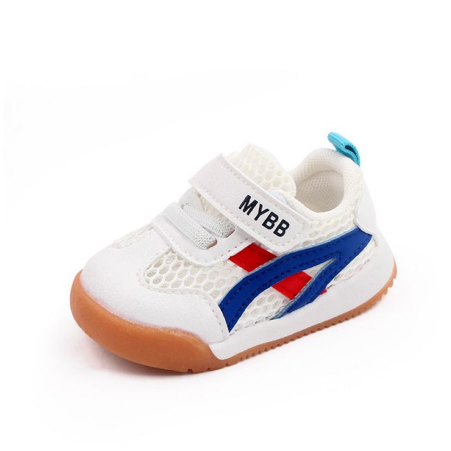 Adidasi albi cu insertii rosii si albastre pentru bebelusi (marime disponibila: marimea 23) mdmy22-1-1-sa48.marimea 23
