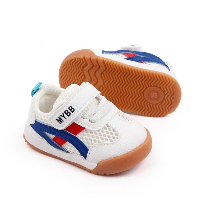 Adidasi albi cu insertii rosii si albastre pentru bebelusi (marime disponibila: marimea 24) mdmy22-1-1-sa48.marimea 24