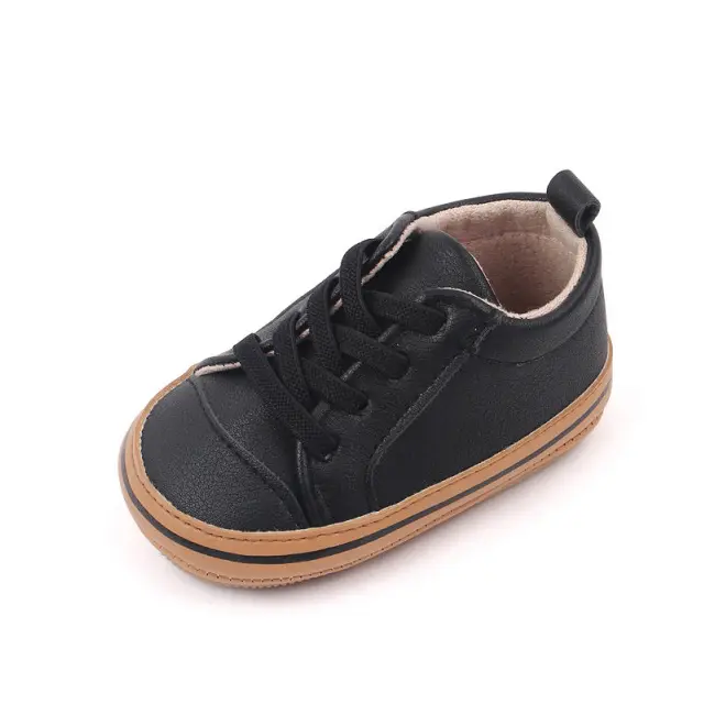 Pantofiori negri cu margini maro pentru baietei (marime disponibila: 3-6 luni (marimea 18 incaltaminte)) mdd2782-1-p13.3-6 luni (marimea 18 incaltaminte)