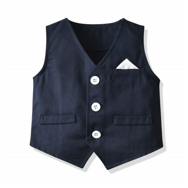 Costum elegant bleumarine cu vestuta si papion ADtzb0910-1-DE2