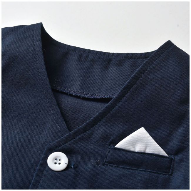 Costum elegant bleumarine cu vestuta si papion ADtzb0910-1-DE2