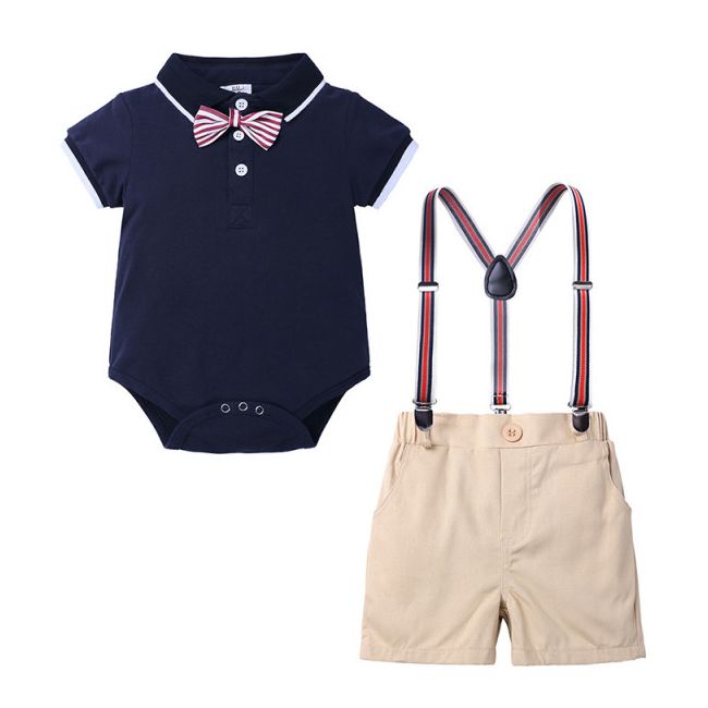 Costum elegant cu body bleumarine tip polo ADZFT-B463-1-DE3