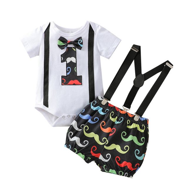 Costumas cu body pentru baietei - mustache (marime disponibila: 0-3 luni) lit0031.0-3 luni
