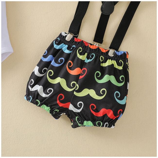 Costumas cu body pentru baietei - mustache (marime disponibila: 0-3 luni) lit0031.0-3 luni