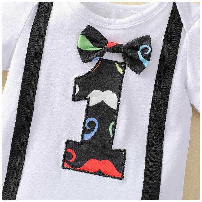 Costumas cu body pentru baietei - mustache (marime disponibila: 0-3 luni) lit0031.0-3 luni