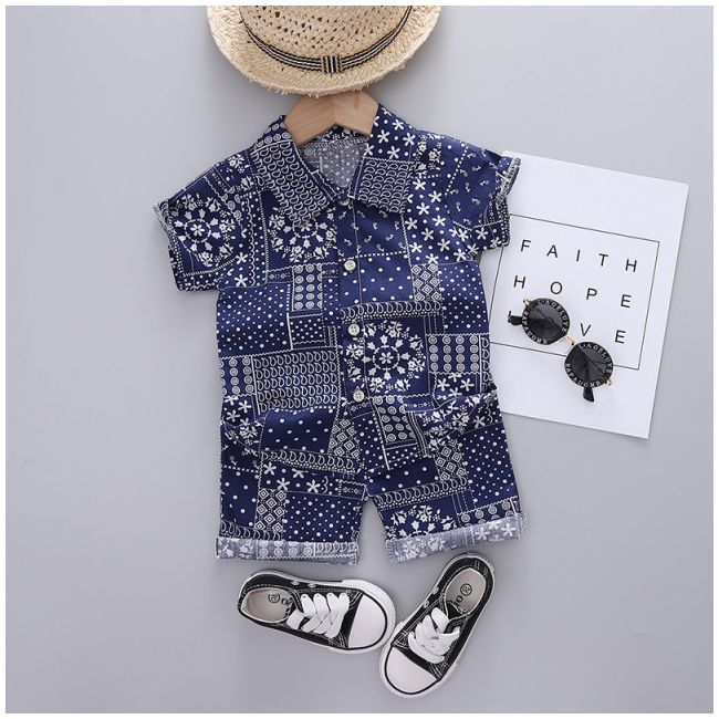 Costumas de vara pentru baietei - white prints (marime disponibila: 9-12 luni (marimea 20 incaltaminte)) mdxgsuc775-de4.9-12 luni (marimea 20 incaltaminte)