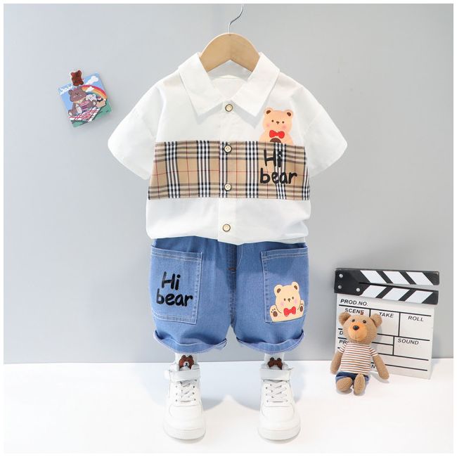 Costumas pentru baietei cu camasuta si blugi - bear (marime disponibila: 3 ani) lixq1921-1-dg.3 ani