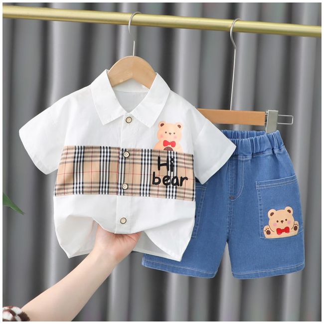 Costumas pentru baietei cu camasuta si blugi - bear (marime disponibila: 3 ani) lixq1921-1-dg.3 ani