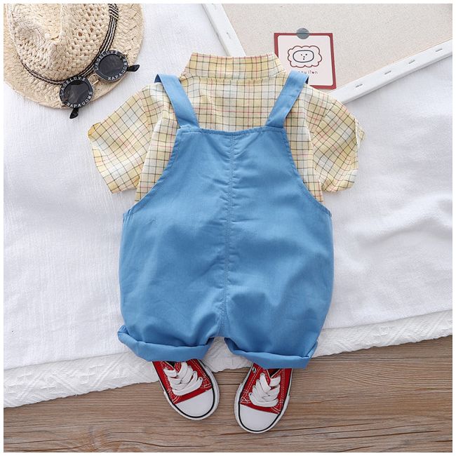 Costumas pentru baietei cu camasuta si salopeta - bear (marime disponibila: 6-9 luni (marimea 19 incaltaminte)) mdxq1952-3-dg.6-9 luni (marimea 19 incaltaminte)