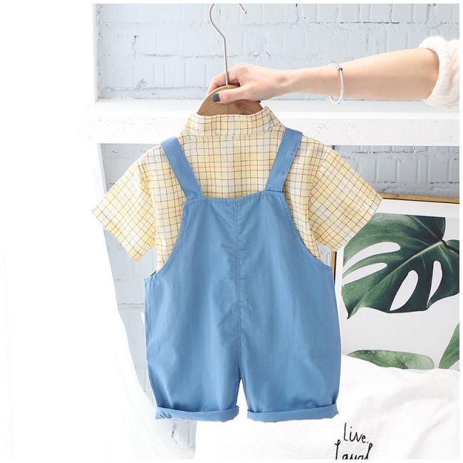 Costumas pentru baietei cu camasuta si salopeta - bear (marime disponibila: 6-9 luni (marimea 19 incaltaminte)) mdxq1952-3-dg.6-9 luni (marimea 19 incaltaminte)