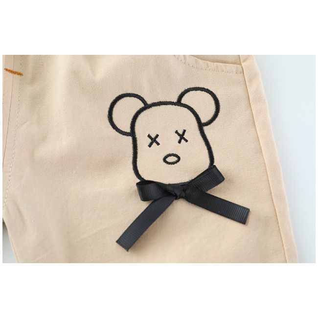 Costumas pentru baietei cu tricou si pantaloni scurti - Cream Bear ADXQ1882-1-dg