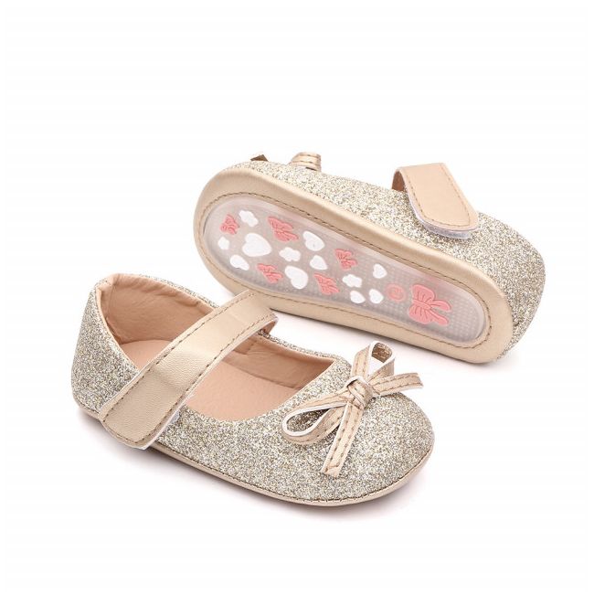 Pantofiori aurii cu sclipici si cu fundita LId2572-p10