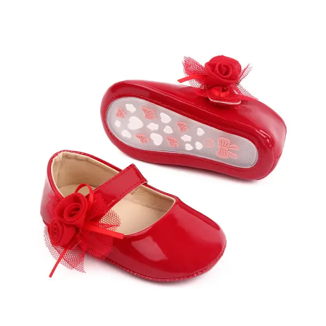 Pantofiori rosii din lac cu trandafiras (marime disponibila: 3-6 luni (marimea 18 incaltaminte)) mbd2768-1-p24.3-6 luni (marimea 18 incaltaminte)