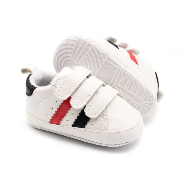 Adidasi albi cu dungi laterale - white (marime disponibila: 3-6 luni (marimea 18 incaltaminte)) mbd9802-5-ac40.3-6 luni (marimea 18 incaltaminte)