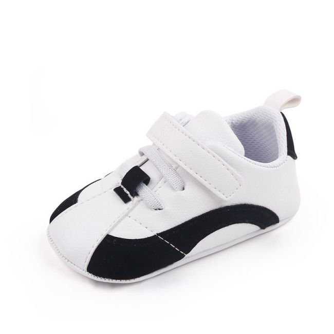Adidasi albi cu negru cu sireturi si bareta cu arici MBbb222-3-p22
