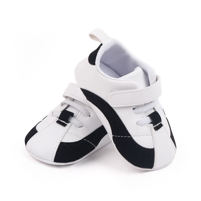 Adidasi albi cu negru cu sireturi si bareta cu arici MBbb222-3-p22
