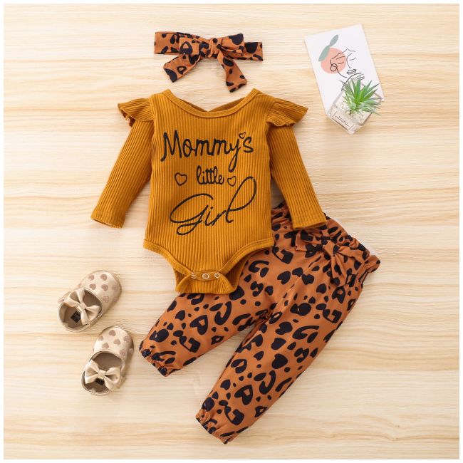 Compleu maro pentru fetite - mommy's little girl (marime disponibila: 6-9 luni (marimea 19 incaltaminte)) mbwhm085-3-r2.6-9 luni (marimea 19 incaltaminte)