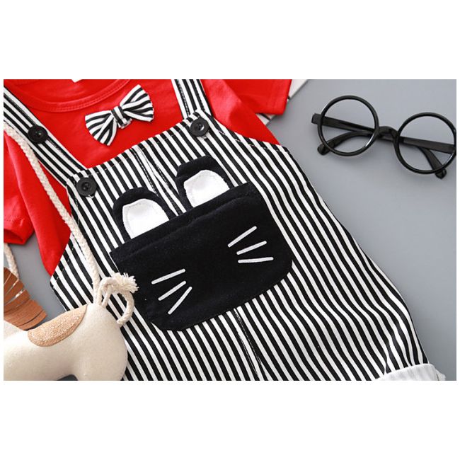 Costumas pentru baietei cu tricou si salopeta - pisicuta (marime disponibila: 2 ani) mdfsb17-de3.2 ani