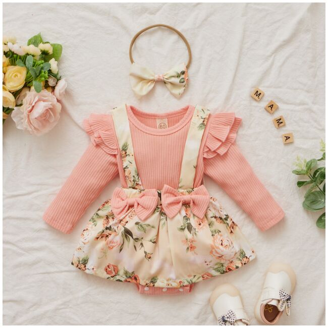 Rochita body roz cu maneca lunga - flowers (marime disponibila: 6-9 luni (marimea 19 incaltaminte)) mbsr100050-1-de3.6-9 luni (marimea 19 incaltaminte)