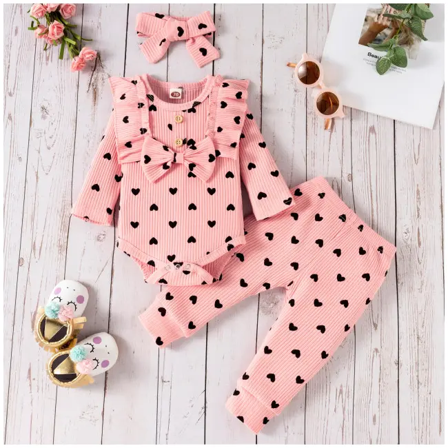 Compleu roz somon cu inimioare pentru fetite (marime disponibila: 6-9 luni (marimea 19 incaltaminte)) lic1209-de.6-9 luni (marimea 19 incaltaminte)