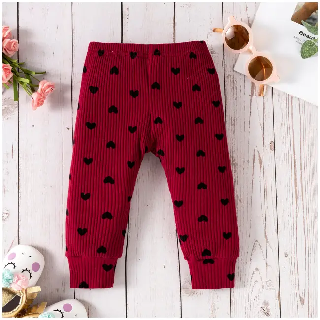 Compleu visiniu cu inimioare pentru fetite (marime disponibila: 6-9 luni (marimea 19 incaltaminte)) lic1209-1-de.6-9 luni (marimea 19 incaltaminte)