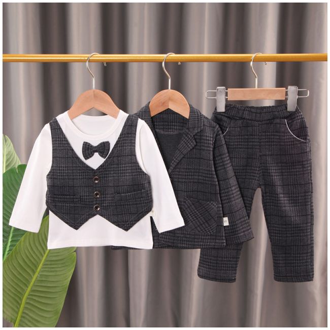 Costum elegant gri petrol pentru baietei (marime disponibila: 18-24 luni) liddtz105-2-de2.18-24 luni