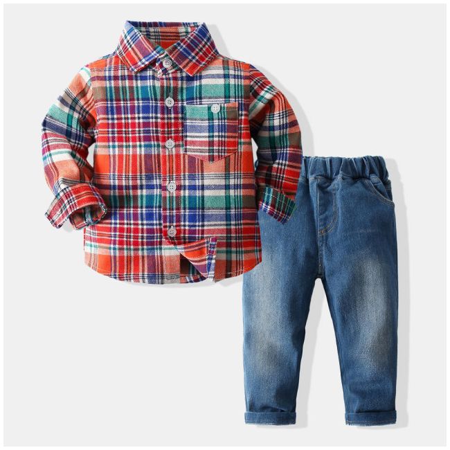 Costumas cu blugi si camasuta in carouri MBtz1172-j