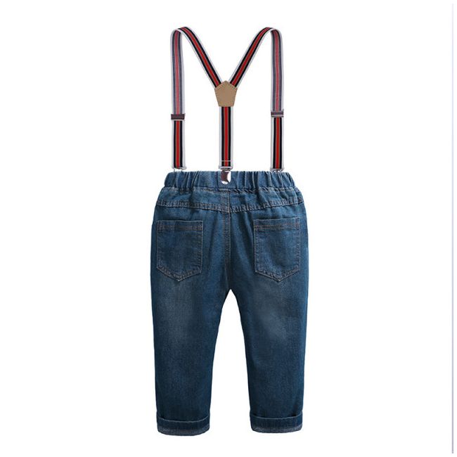 Costumas cu blugi si camasuta in carouri albastre MDFSB90-j