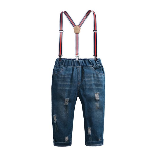 Costumas cu blugi si camasuta in carouri albastre MDFSB90-j