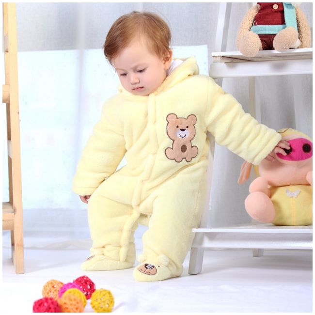 Combinezon plusat galben - teddy (marime disponibila: 6-9 luni (marimea 19 incaltaminte)) mdjs014-3.6-9 luni (marimea 19 incaltaminte)