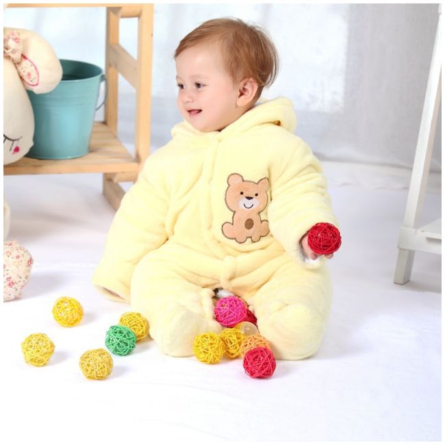 Combinezon plusat galben - teddy (marime disponibila: 6-9 luni (marimea 19 incaltaminte)) mdjs014-3.6-9 luni (marimea 19 incaltaminte)
