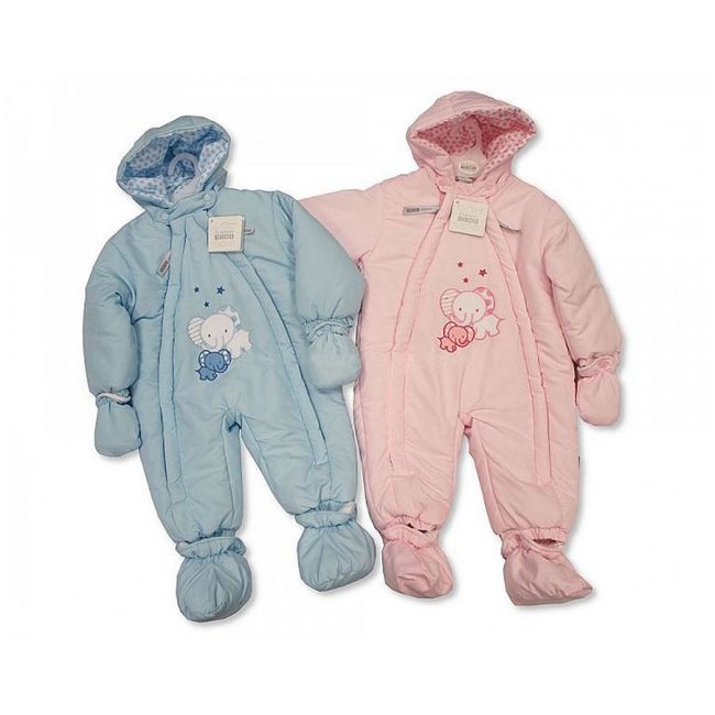 Combinezon bebelusi - Two little elephants (Culoare: Bleu, Marime Disponibila: 9-12 luni) - IR2026-1725