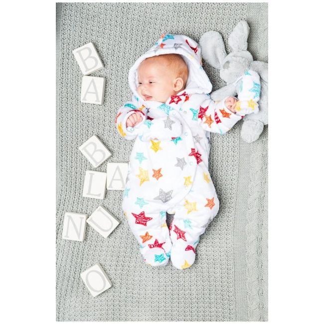 Combinezon plusat - Stelute multicolore (Marime Disponibila: Nou nascuti) - DKWZebra6