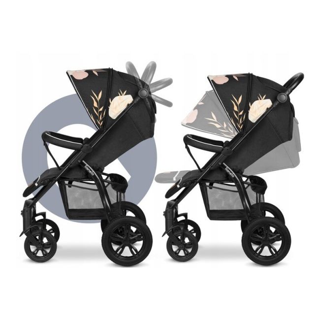 Lionelo - Carucior sport Annet Tour Lovin, Editie Limitata, De la nastere, UPF 50+, Cu maner reglabil, Plasa de tantari, Suport biberon, Saculet pentru picioare, Pana la 22 kg, Negru BYNLO-ANNET_TOUR_LOVIN
